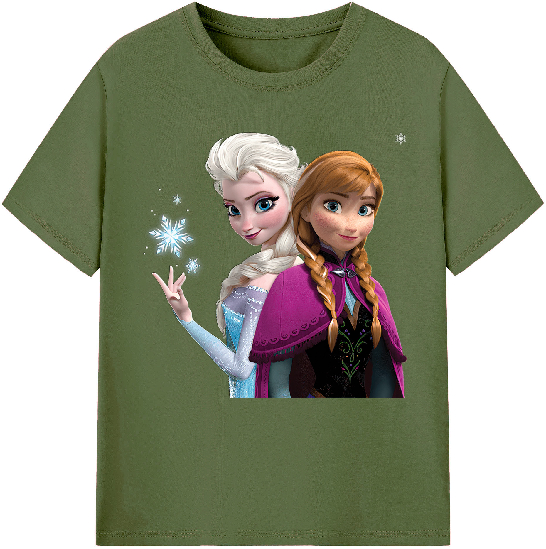 （画像用） アナと雪の女王 アンナ エルサ Frozen Anna Elsa 綿100％半袖Tシャツ（フロントプリント）
